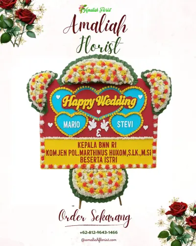 Karangan Papan Bunga Pernikahan di Tongkaina